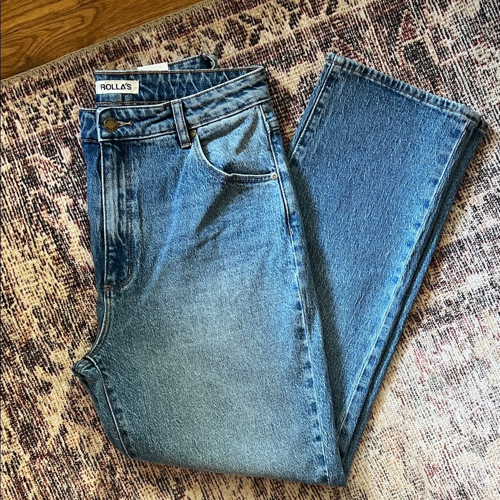 ROLLA'S Straight-Leg Medium Blue Denim Jeans